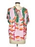 Mara Hoffman 100% Silk Pink Short Sleeve Blouse Size M - photo 2