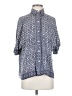 Max Studio Print Blue 3/4 Sleeve Button-Down Shirt Size S - photo 1