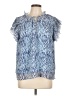 Central Park West Blue Short Sleeve Blouse Size L - photo 1