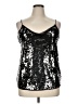 WD.NY 100% Polyester Solid Black Silver Sleeveless Top Size XL - photo 1