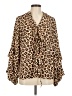 Torrid 100% Polyester Animal Print Brown Long Sleeve Blouse Size Med Plus (00) - photo 1