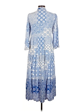 knee length dresses for ladies Zara Blue and Navy Printed Longer Length Midi Satin Bias Cut Elegant – Josh  And Nicol main image 0