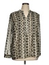 Coldwater Creek 100% Polyester Chevron-herringbone Ivory Silver Long Sleeve Blouse Size 14 - photo 1