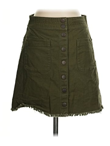 Madewell Raw-Hem A-Line Mini Skirt in Kale (view 1)