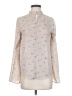 Sweet Rain 100% Polyester Print Tan Long Sleeve Blouse Size S - photo 1