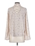 Sweet Rain 100% Polyester Print Tan Long Sleeve Blouse Size S - photo 2