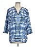Chico's 100% Polyester Blue 3/4 Sleeve Blouse Size Lg (2) - photo 1