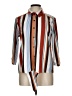 Modern Attraction 100% Polyester Stripes Brown 3/4 Sleeve Blouse Size L - photo 1