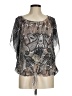 One World 100% Polyester Gray Short Sleeve Blouse Size M - photo 1