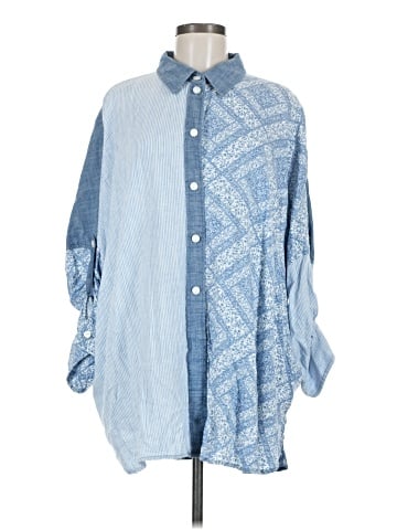American Eagle Outfitters 3/4 Sleeve Button-Down Shirt (view 1)