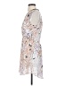 Aqua 100% Polyester Print White Casual Dress Size S - photo 5