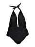 Zeraca Solid Black One Piece Swimsuit Size L - photo 1