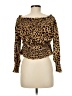 Express 100% Polyester Animal Print Brown Long Sleeve Blouse Size M - photo 2