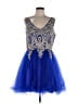 Let's 100% Polyester Blue Gold Cocktail Dress Size 2X - photo 1