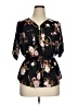 J for Justify 100% Polyester Floral Black Short Sleeve Blouse Size XL - photo 1