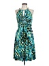 Suzi Chin Print Teal Cocktail Dress Size 12 - photo 1
