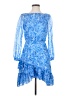 Saloni 100% Polyester Paisley Blue Cocktail Dress Size 4 - photo 1