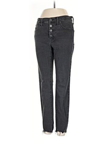 Madewell Petite 9" Mid-Rise Skinny Jeans in Berkeley Black: Button-Through Edition (view 1)