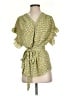 Max Studio 100% Polyester Yellow Short Sleeve Blouse Size S (estimated) - photo 1