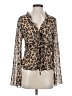 Shein 100% Polyester Animal Print Brown Long Sleeve Blouse Size 4 - photo 1