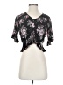 Angie Floral Black Short Sleeve Blouse Size S - photo 1