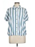 Fred David Stripes Blue Short Sleeve Blouse Size L - photo 1