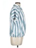 Fred David Stripes Blue Short Sleeve Blouse Size L - photo 4