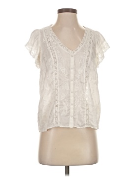 Love Shack Fancy Short Sleeve Silk Top
