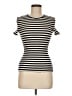 Theory Stripes Ivory Black Short Sleeve Turtleneck Size M - photo 1