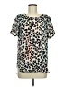Spense 100% Polyester Animal Print Silver Short Sleeve Top Size M - photo 1