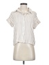 Shein 100% Viscose Stripes Ivory Short Sleeve Blouse Size 4 - photo 1