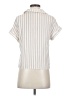 Shein 100% Viscose Stripes Ivory Short Sleeve Blouse Size 4 - photo 2