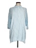 Shinestar 100% Rayon Blue 3/4 Sleeve Button-Down Shirt Size M - photo 1