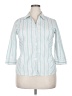 Style&Co Stripes Teal 3/4 Sleeve Button-Down Shirt Size 18 - photo 1