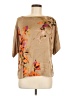 St. John Tan Short Sleeve Silk Top Size M - photo 1