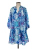 Buddy Love 100% Polyester Print Blue Casual Dress Size S - photo 1
