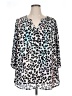 Spense 100% Polyester Animal Print Silver 3/4 Sleeve Blouse Size 1X - photo 1