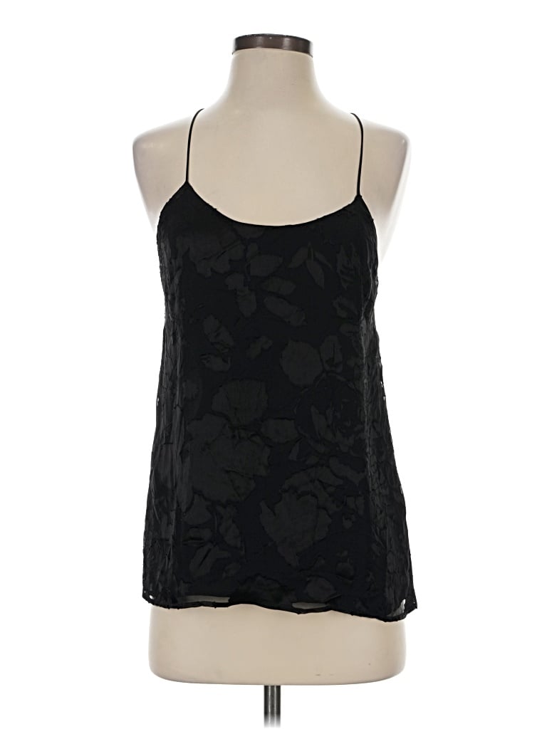 Pre-owned Charles Henry Sleeveless Silk Top Black Halter Neckline Tops