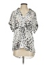 CAbi 100% Polyester Polka Dots Silver Short Sleeve Blouse Size S - photo 1