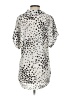 CAbi 100% Polyester Polka Dots Silver Short Sleeve Blouse Size S - photo 2