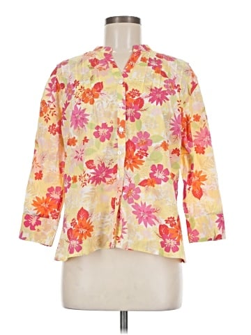 JM Collection 3/4 Sleeve Button-Down Shirt (view 1)