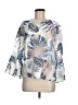 Donna Degnan Floral Tropical Silver 3/4 Sleeve Blouse Size 8 - photo 1