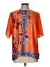 Chico's Print Orange Short Sleeve Blouse Size Lg (2) - photo 1