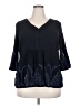Ellos 100% Rayon Blue 3/4 Sleeve Blouse Size 18 - photo 1