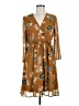 Calvin Klein 100% Polyester Print Brown Casual Dress Size 6 - photo 1