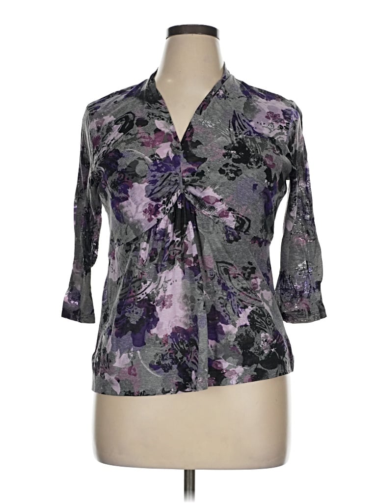 Pre-owned Tribal 3/4 Sleeve Blouse In Purple