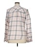 Three Dots 100% Cotton Checkered-gingham Color Block Plaid Pink Gray Long Sleeve Blouse Size XL - photo 2