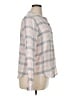 Three Dots 100% Cotton Checkered-gingham Color Block Plaid Pink Gray Long Sleeve Blouse Size XL - photo 4