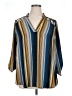 Cure 100% Polyester Stripes Blue 3/4 Sleeve Blouse Size 1X - photo 1