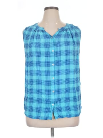 Indigo Sleeveless Button-Down Shirt (view 1)